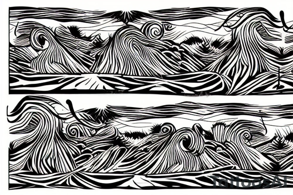 Sunset on the background of the dunes tattoo idea