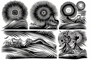 Sunset on the background of the dunes tattoo idea