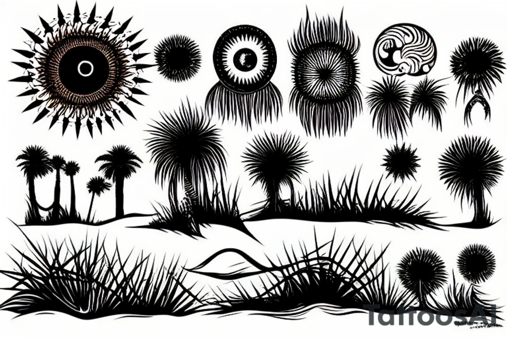 Sunset on the background of the dunes tattoo idea