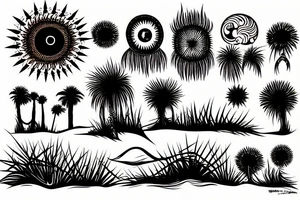 Sunset on the background of the dunes tattoo idea