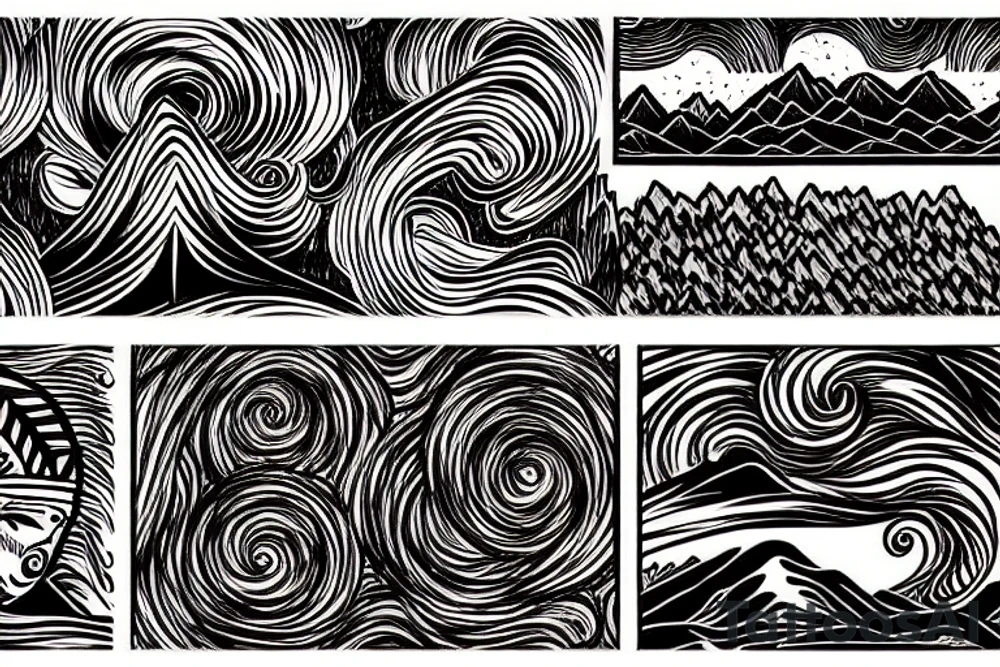 Sunset in the mountains tattoo idea