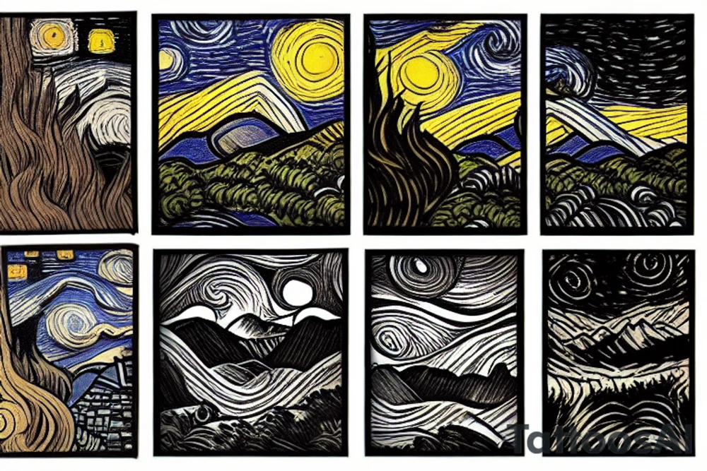 Sunset in the mountains tattoo idea