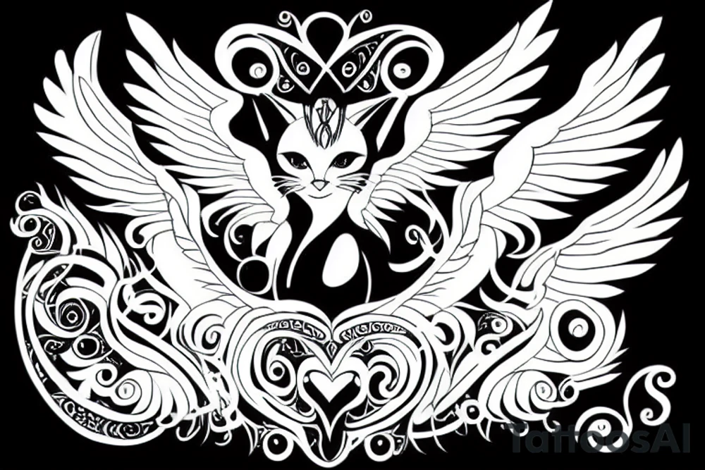 cat with wings tattoo idea