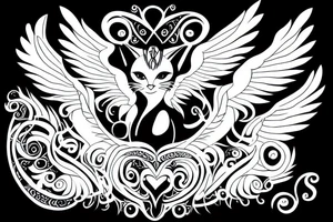 cat with wings tattoo idea