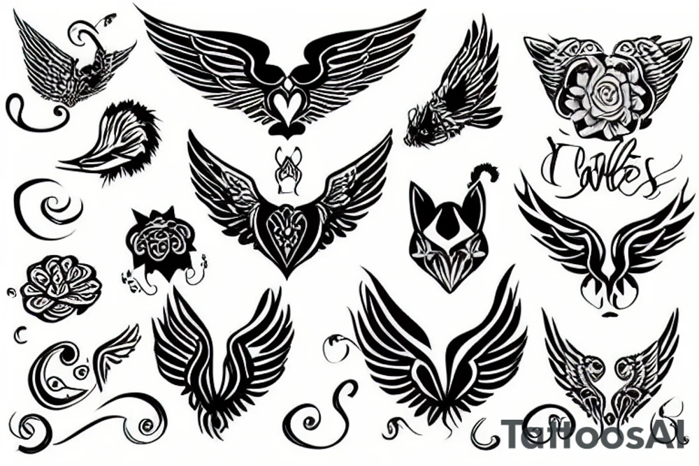cat with wings tattoo idea