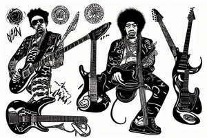 jimi hendrix guitar ronin warror tattoo idea