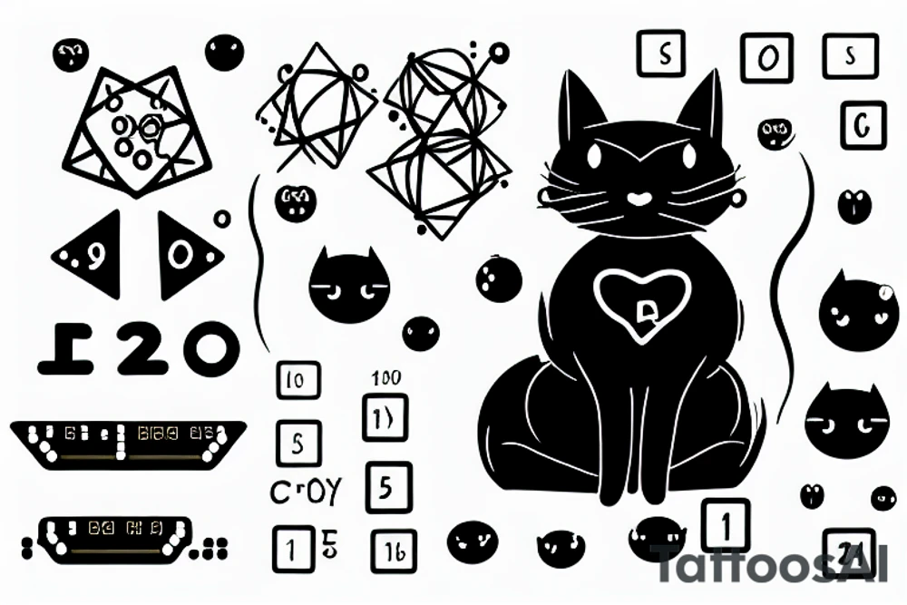 Black cat with binary code tattoo idea