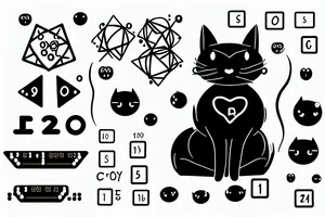 Black cat with binary code tattoo idea
