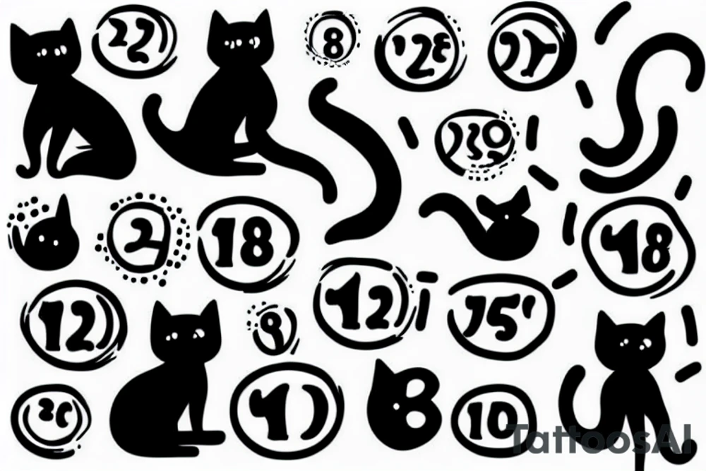 Black cat with binary code tattoo idea