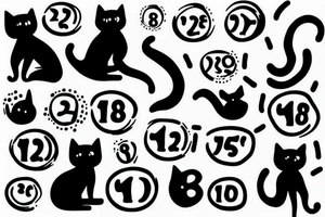 Black cat with binary code tattoo idea