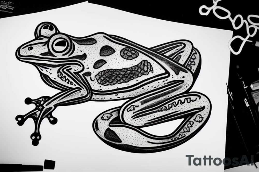 Frog in a furhat killed serpent tattoo idea