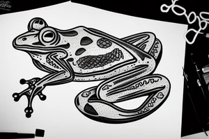 Frog in a furhat killed serpent tattoo idea