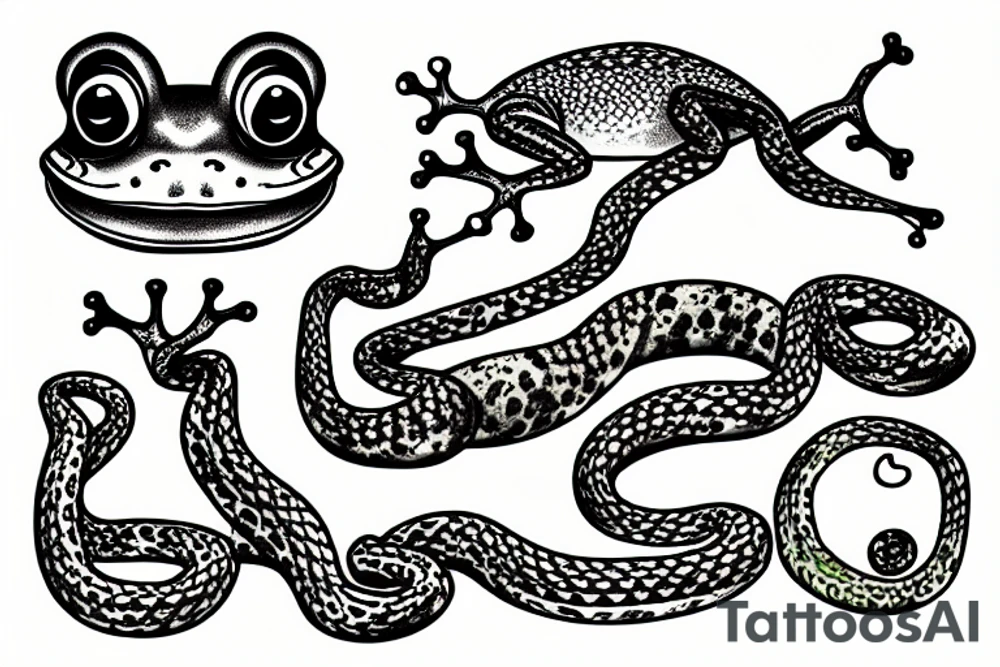 Frog killing snake tattoo idea