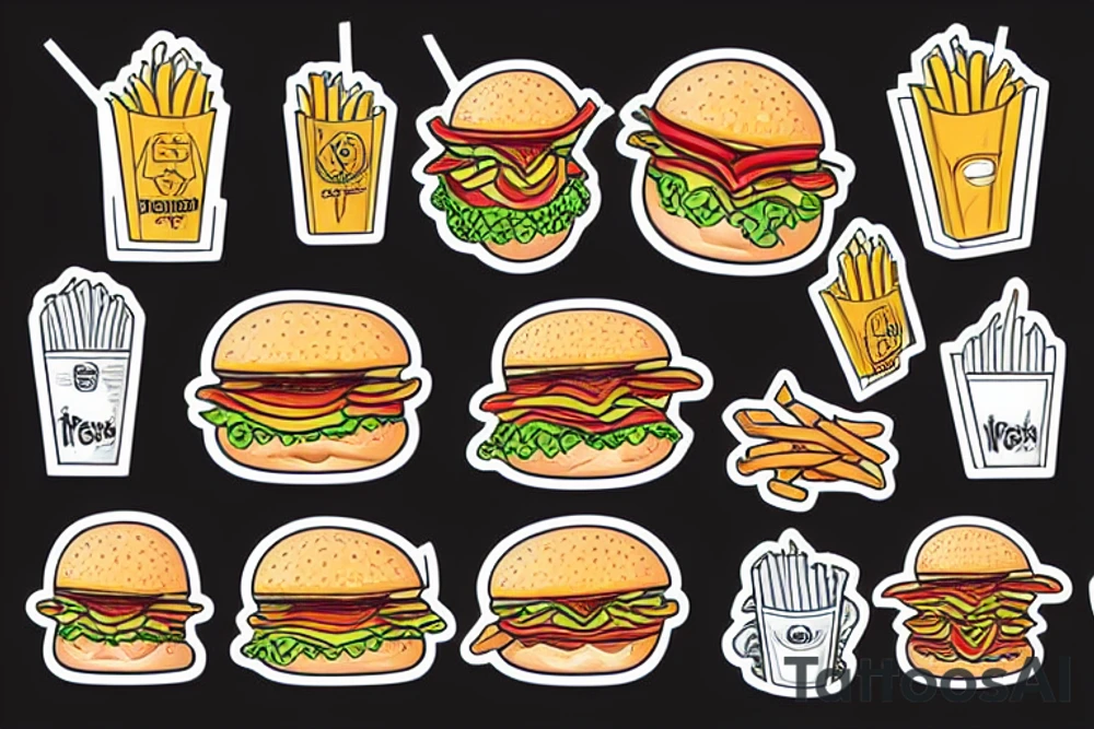 burger and fries tattoo idea