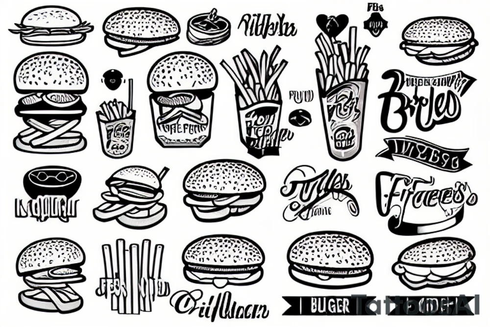 burger and fries tattoo idea