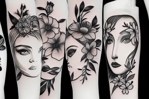 Girl and flowers tattoo idea