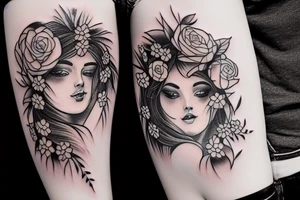 Girl and flowers tattoo idea
