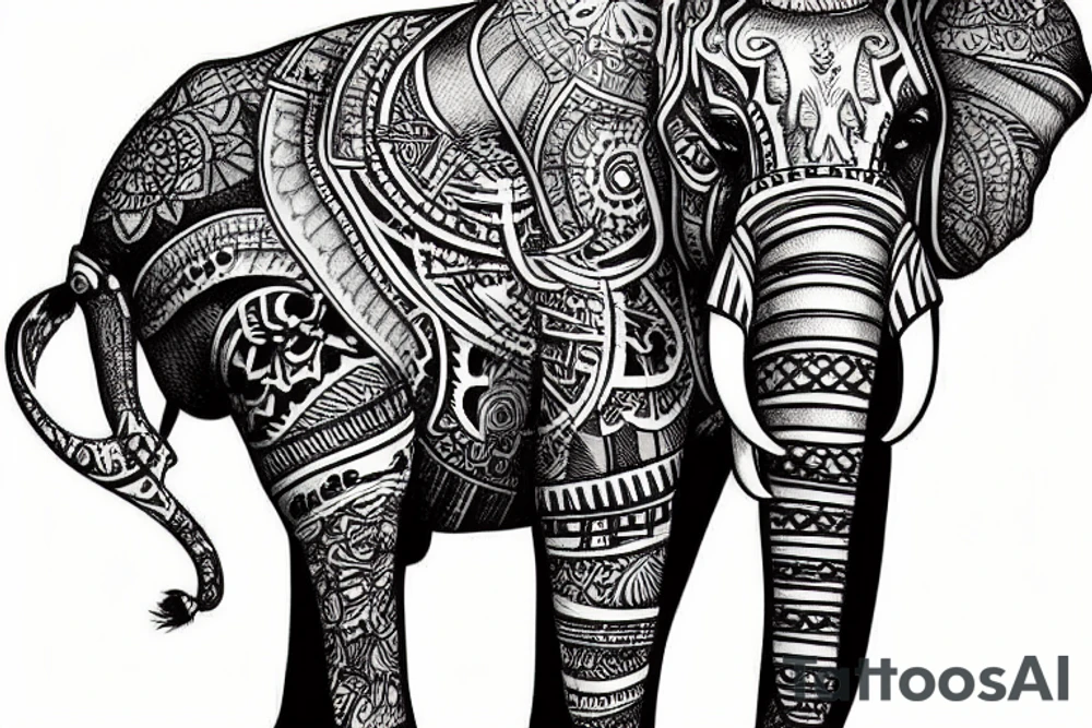 Elephant sitting down tattoo idea