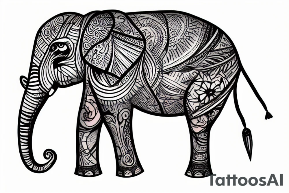 Elephant sitting down tattoo idea