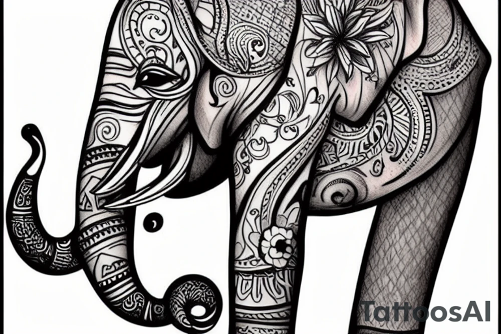 Elephant sitting down tattoo idea