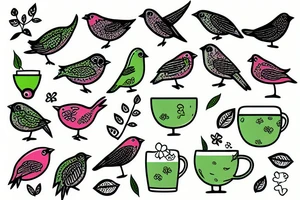 Bird with cup of algae tattoo idea