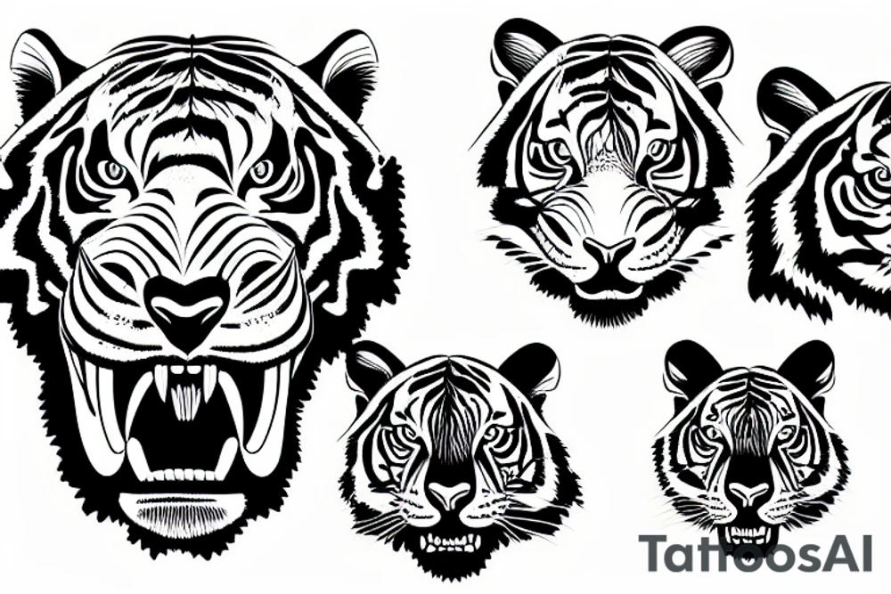 tiger abstraction shoulder chest tattoo idea