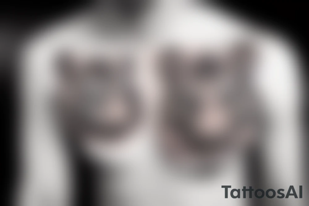 tiger abstraction shoulder chest tattoo idea