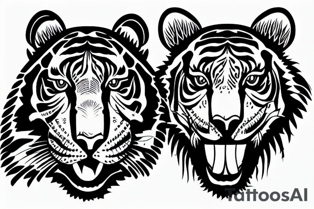 Tiger shitting in the grass tattoo idea