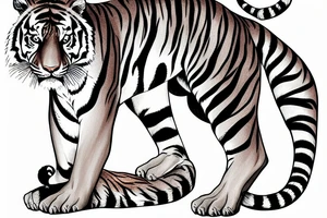 Tiger climbs a branch tattoo idea