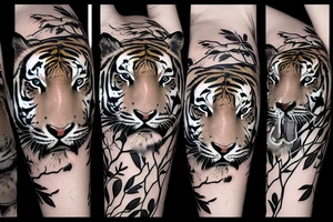 Tiger climbs a branch tattoo idea