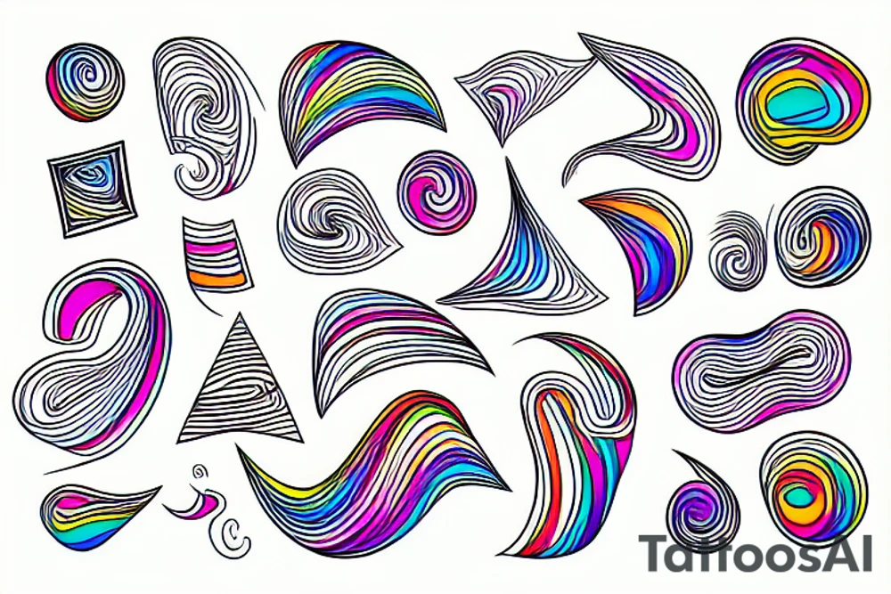 Abstract lines with rainbow tattoo idea