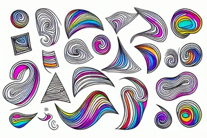 Abstract lines with rainbow tattoo idea