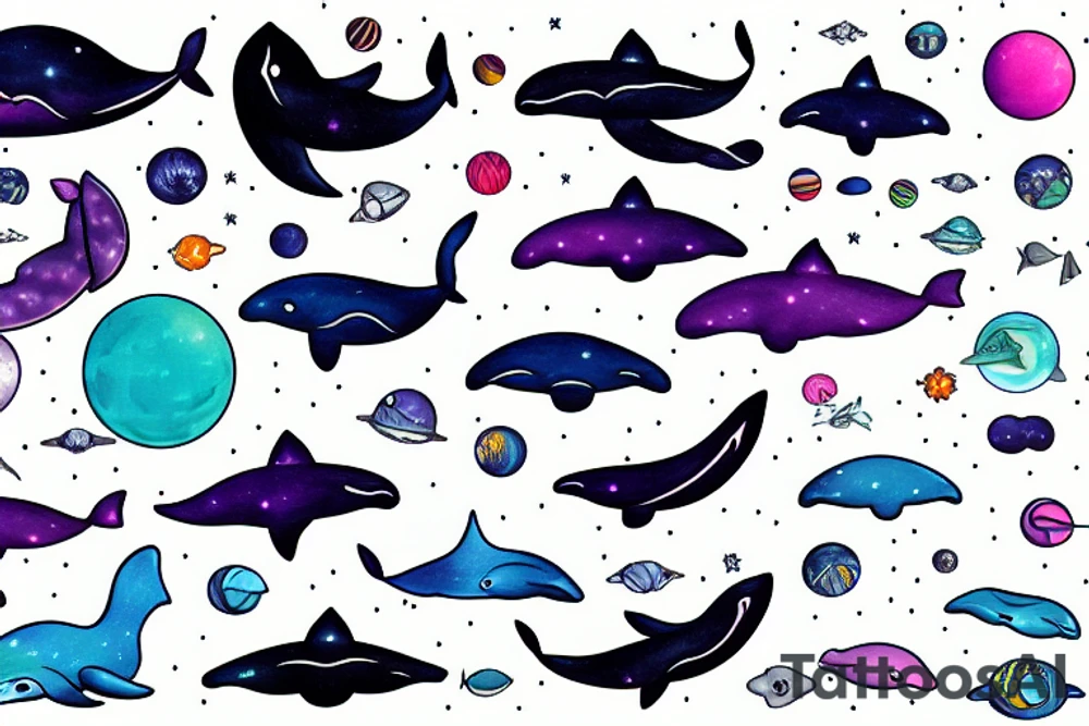 whale and space tattoo idea