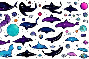 whale and space tattoo idea