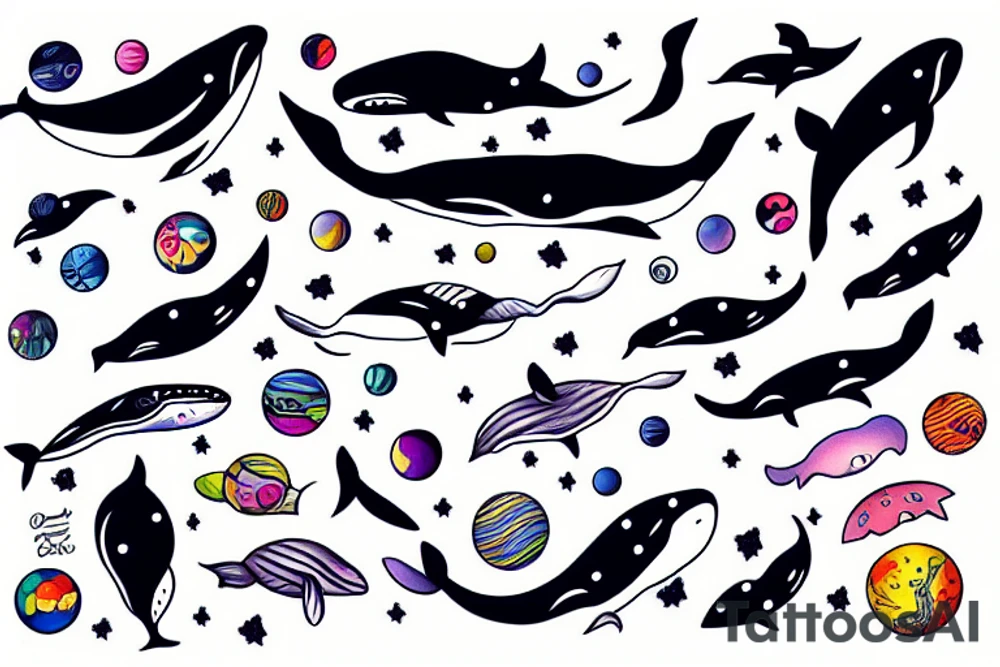 whale and space tattoo idea