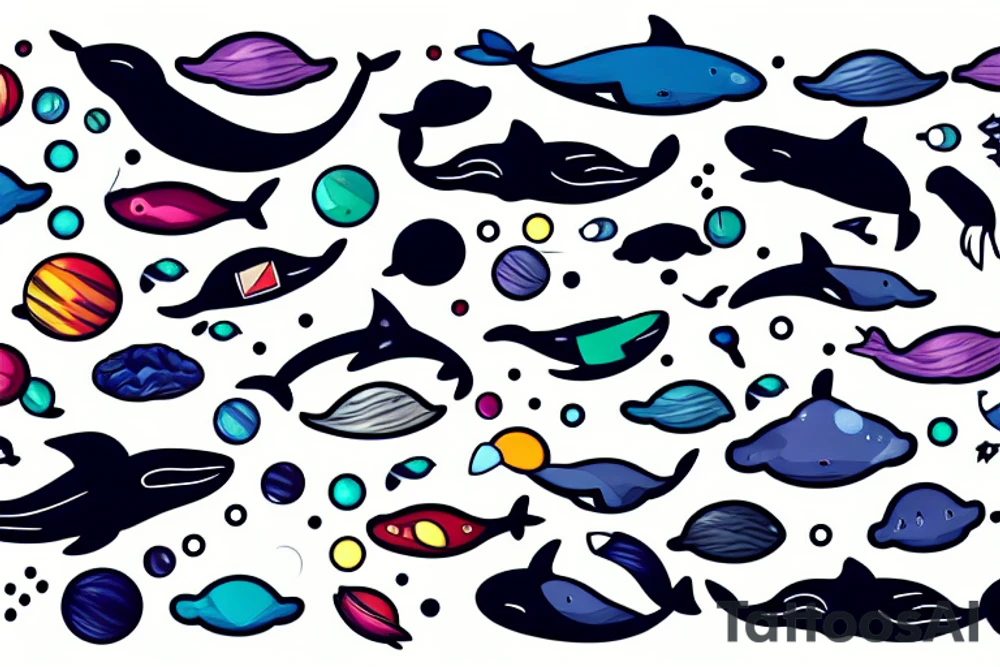 whale and space tattoo idea