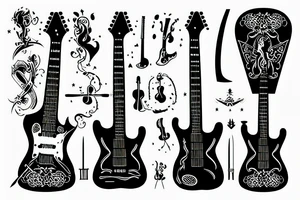 Guitar with sword instead of guitar neck tattoo idea