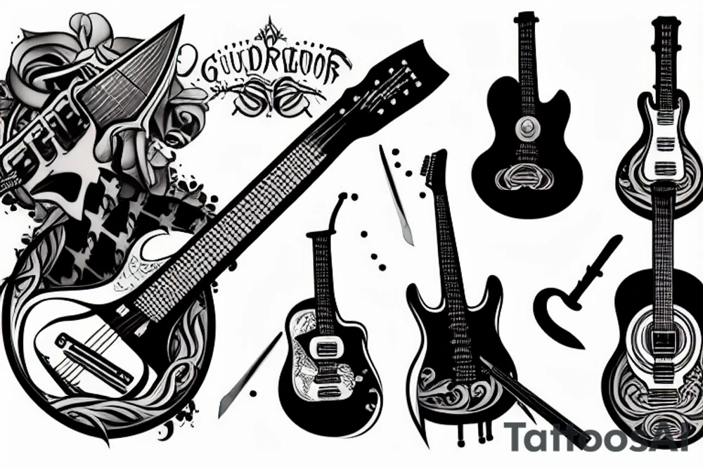 Guitar with sword instead of guitar neck tattoo idea