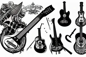 Guitar with sword instead of guitar neck tattoo idea