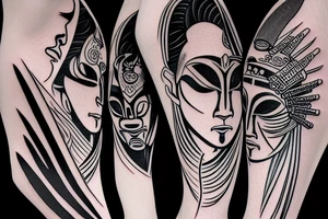 a faceless samurai and the moon in the background tattoo idea