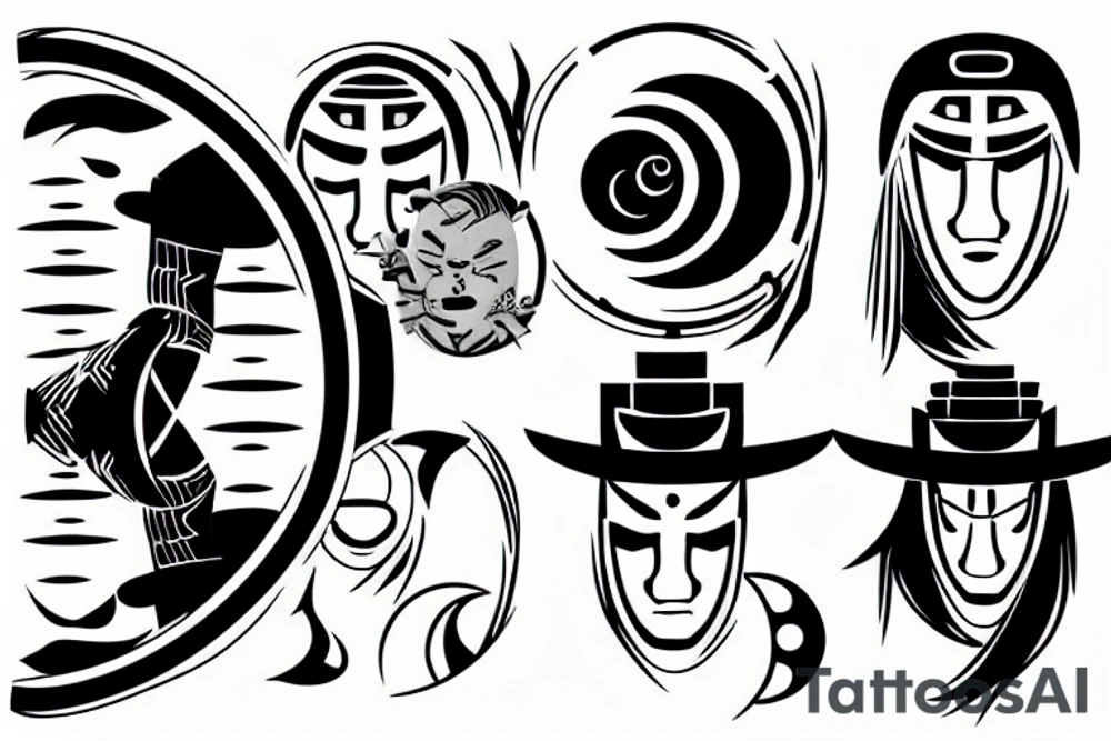 a faceless samurai and the moon in the background tattoo idea
