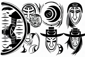 a faceless samurai and the moon in the background tattoo idea
