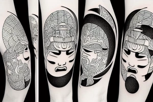 a faceless samurai and the moon in the background tattoo idea