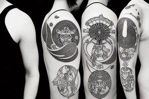 samurai and the moon in the background tattoo idea