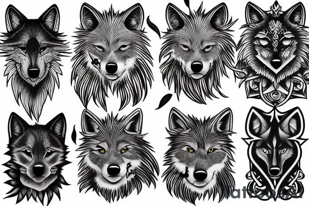 black wolf tattoo idea