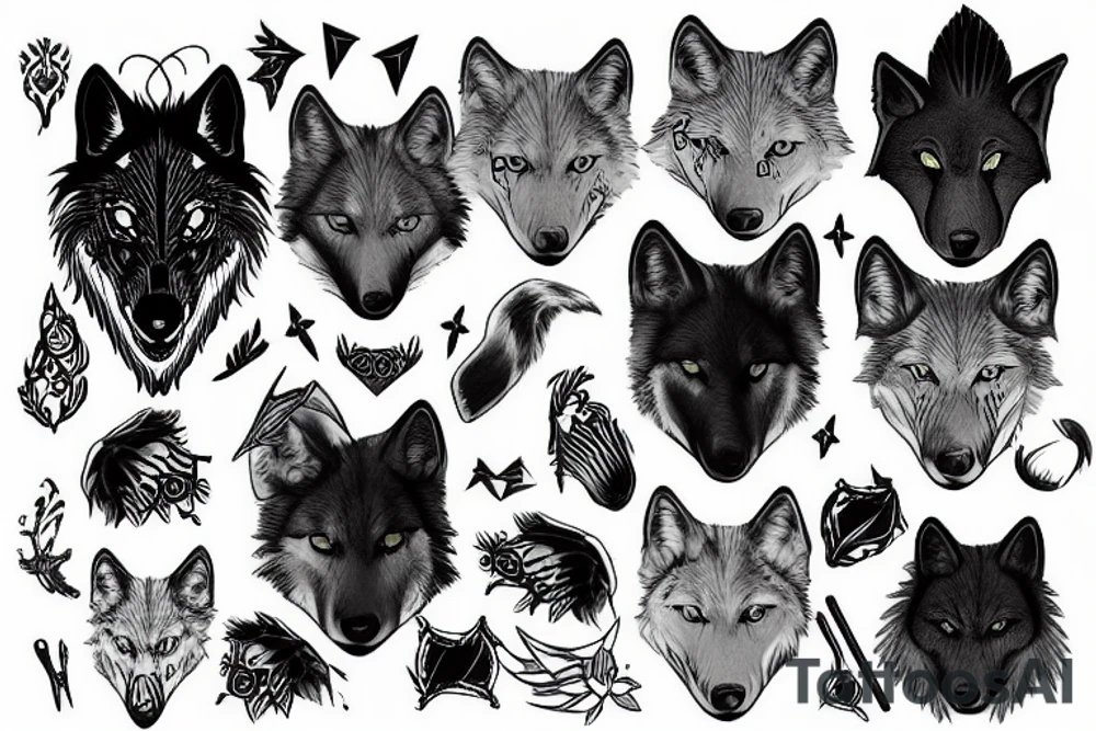black wolf tattoo idea