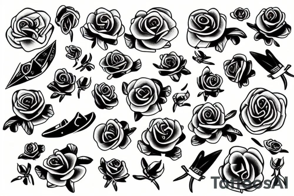 rose skater tattoo idea