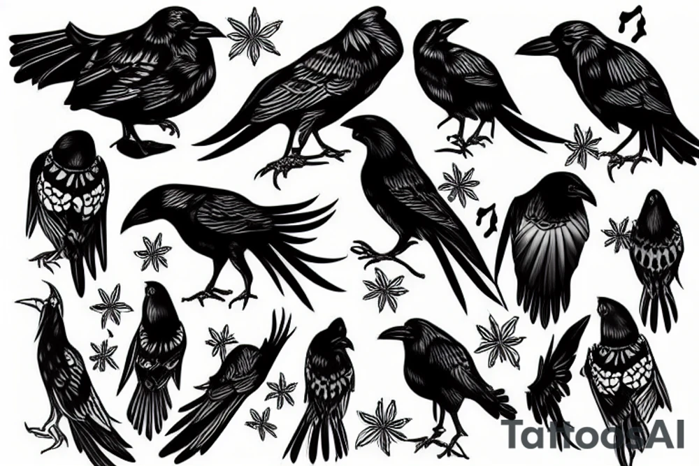 Black crow tattoo idea