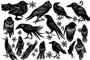 Black crow tattoo idea