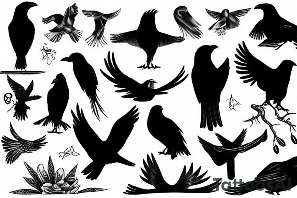 Black crow tattoo idea